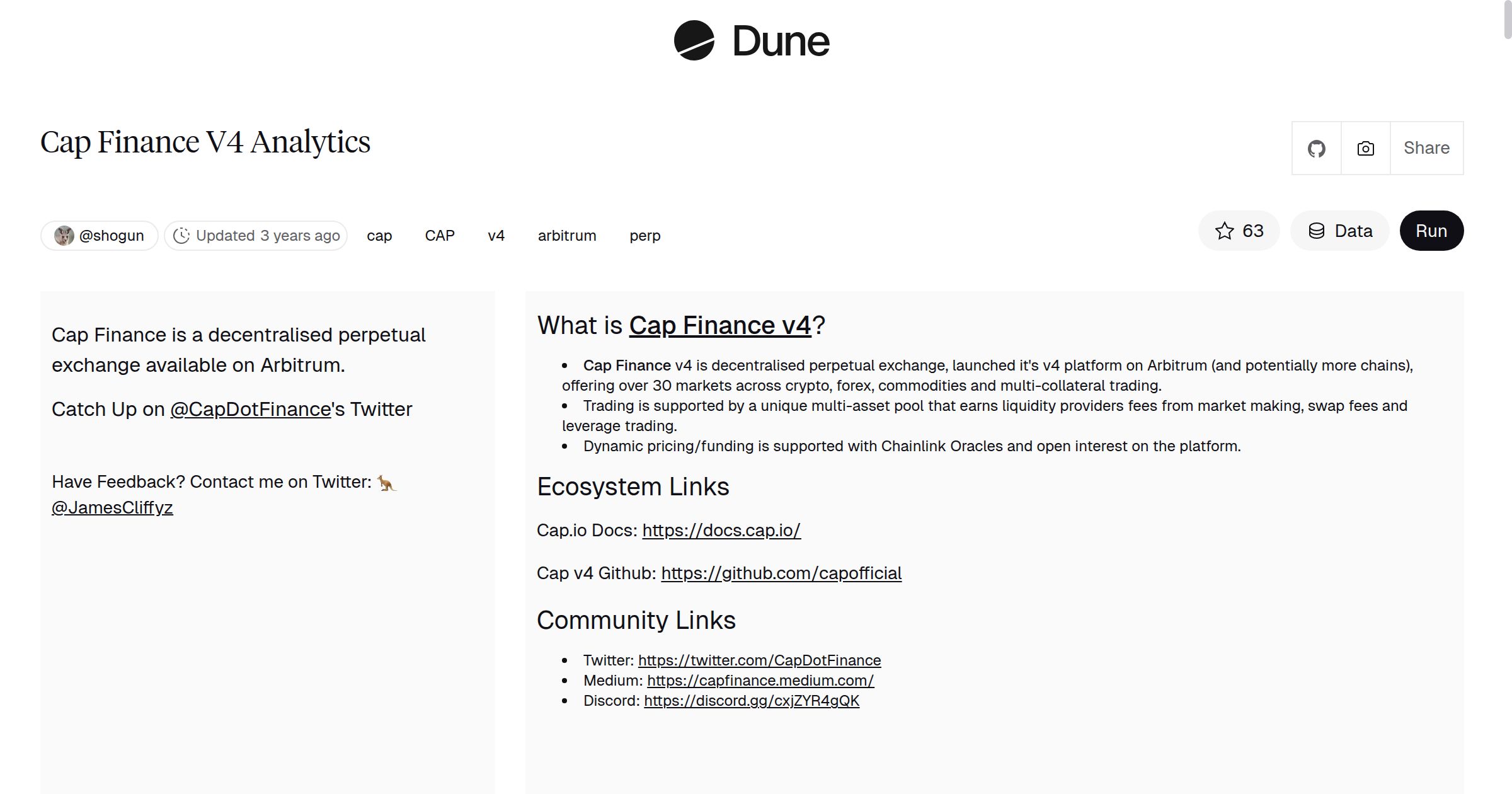 Cap Finance V4 Analytics