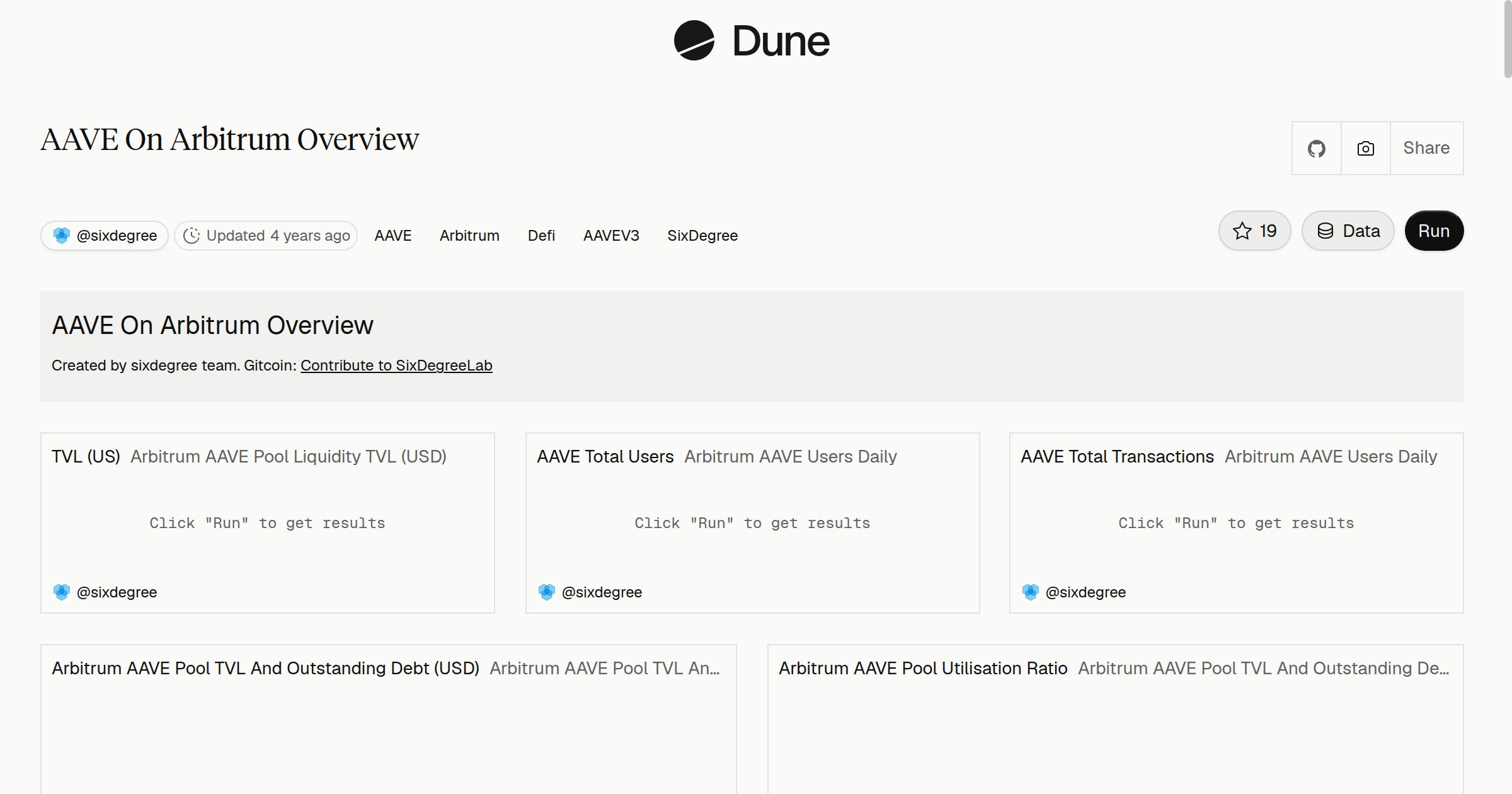 AAVE On Arbitrum Overview | Dune