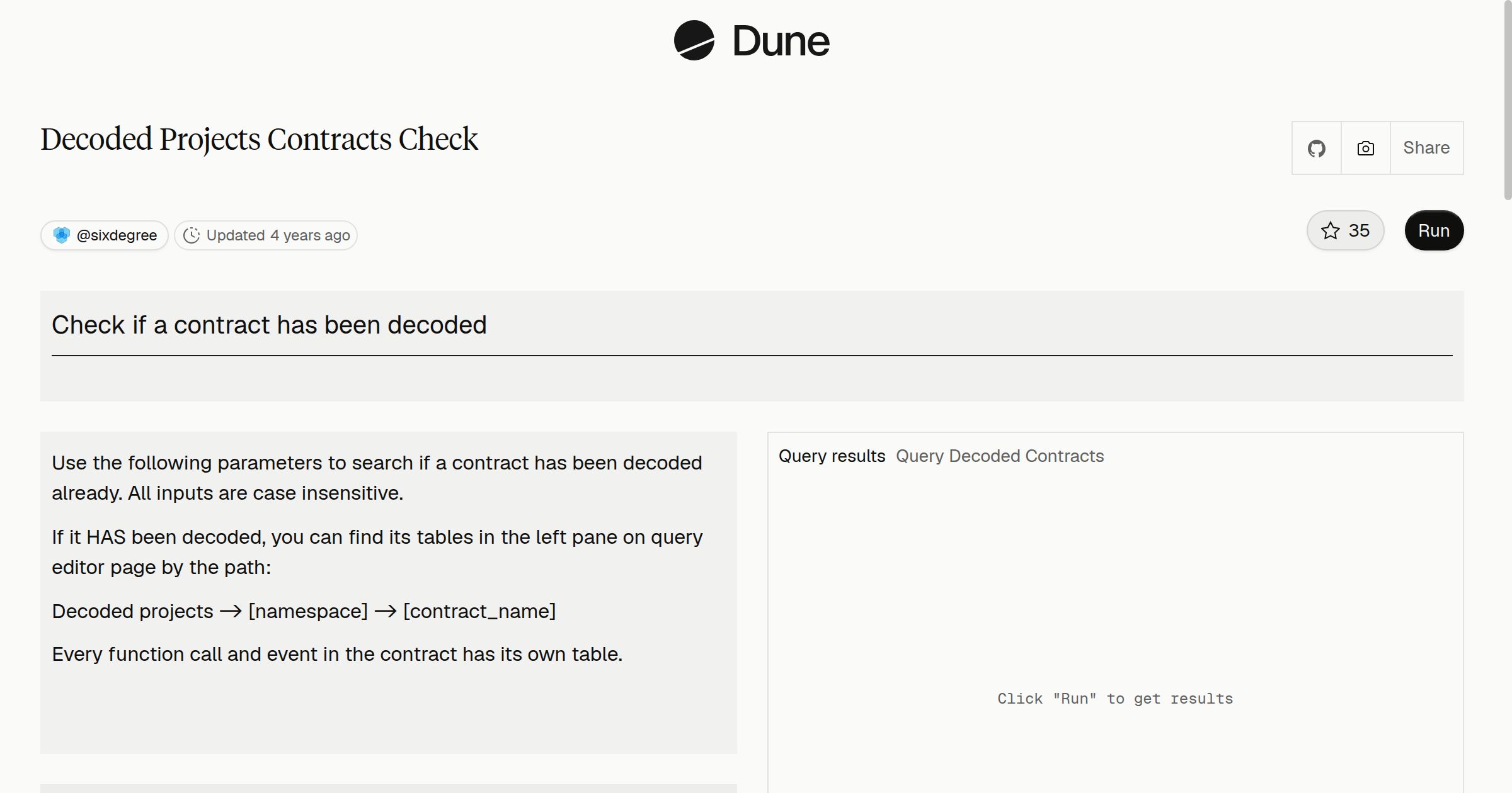 Decoded Projects Contracts Check | Dune
