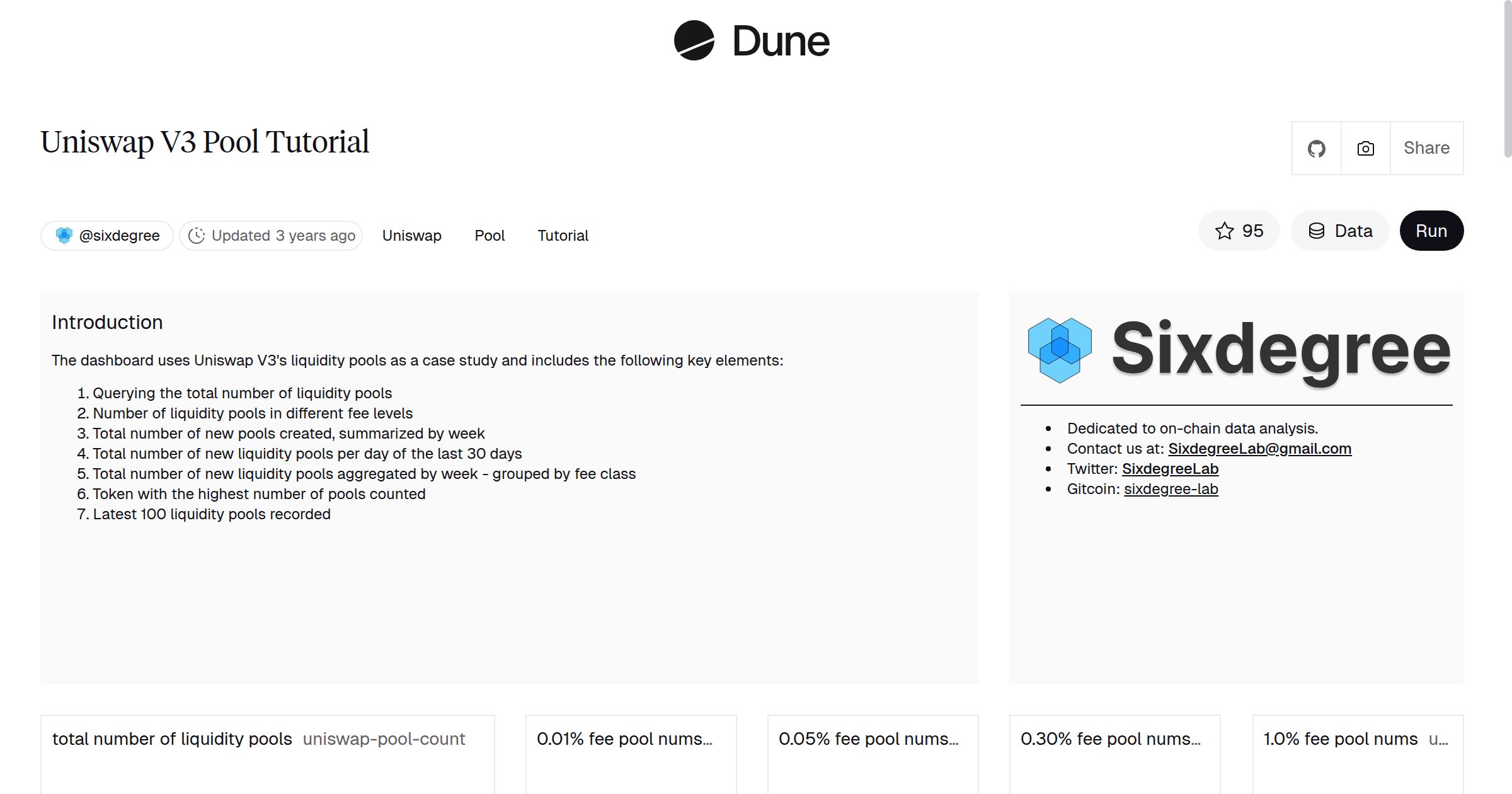 Uniswap V3 Pool Tutorial | Dune