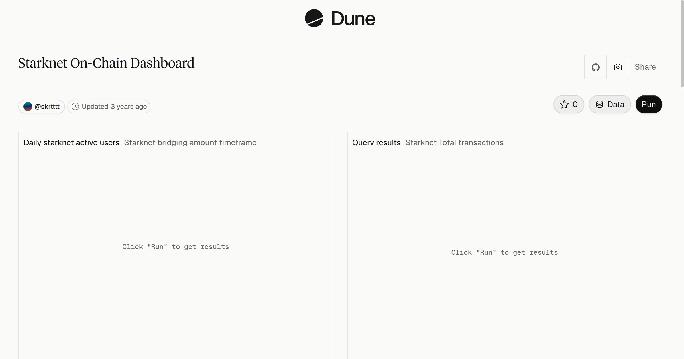Starknet On-Chain Dashboard | Dune