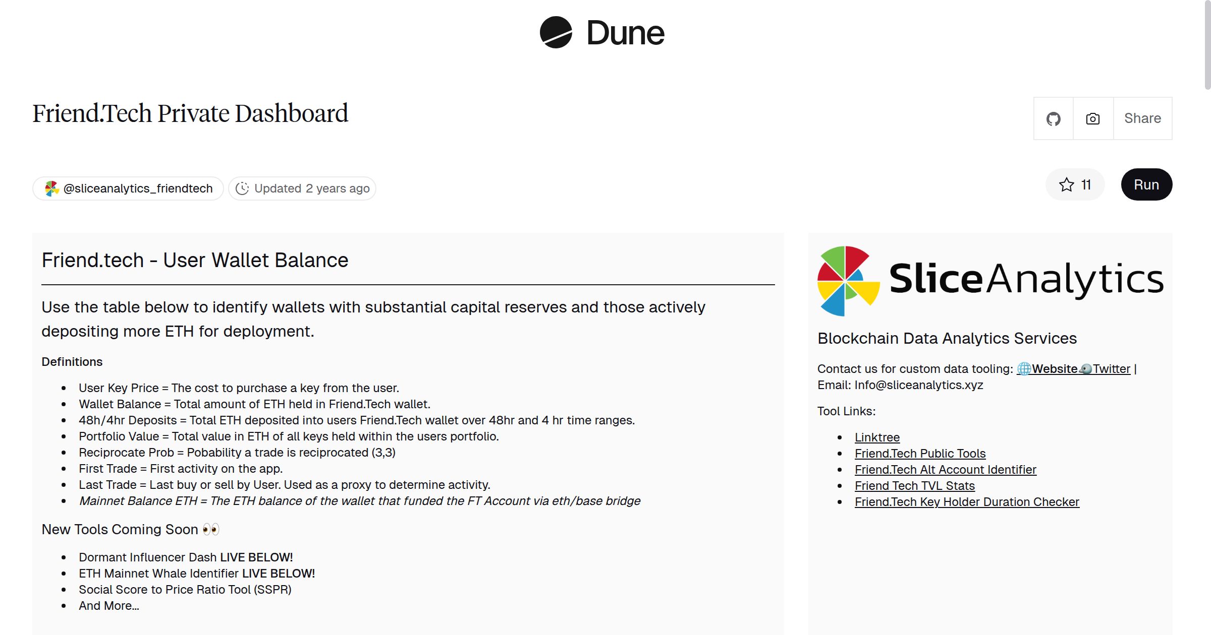 Friend.Tech Private Dashboard