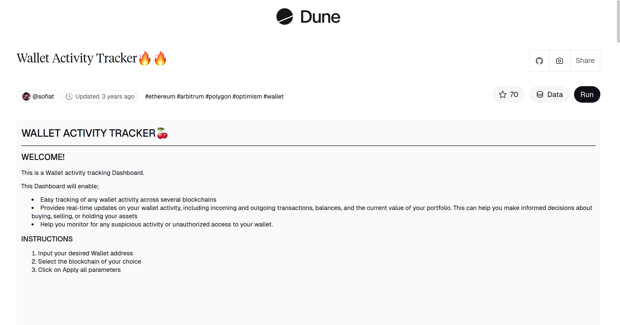 Wallet Activity Tracker🔥🔥 | Dune