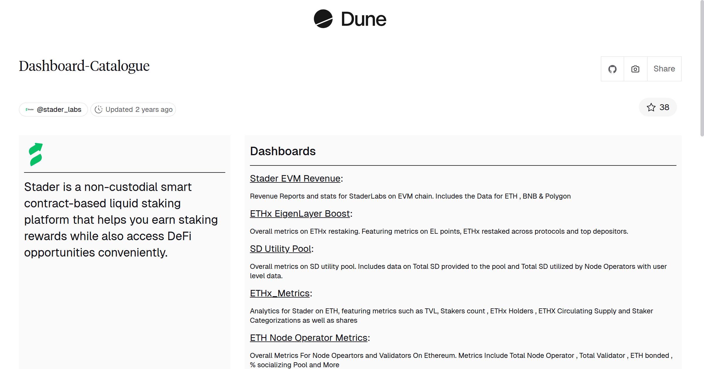 Dashboard-Catalogue | Dune