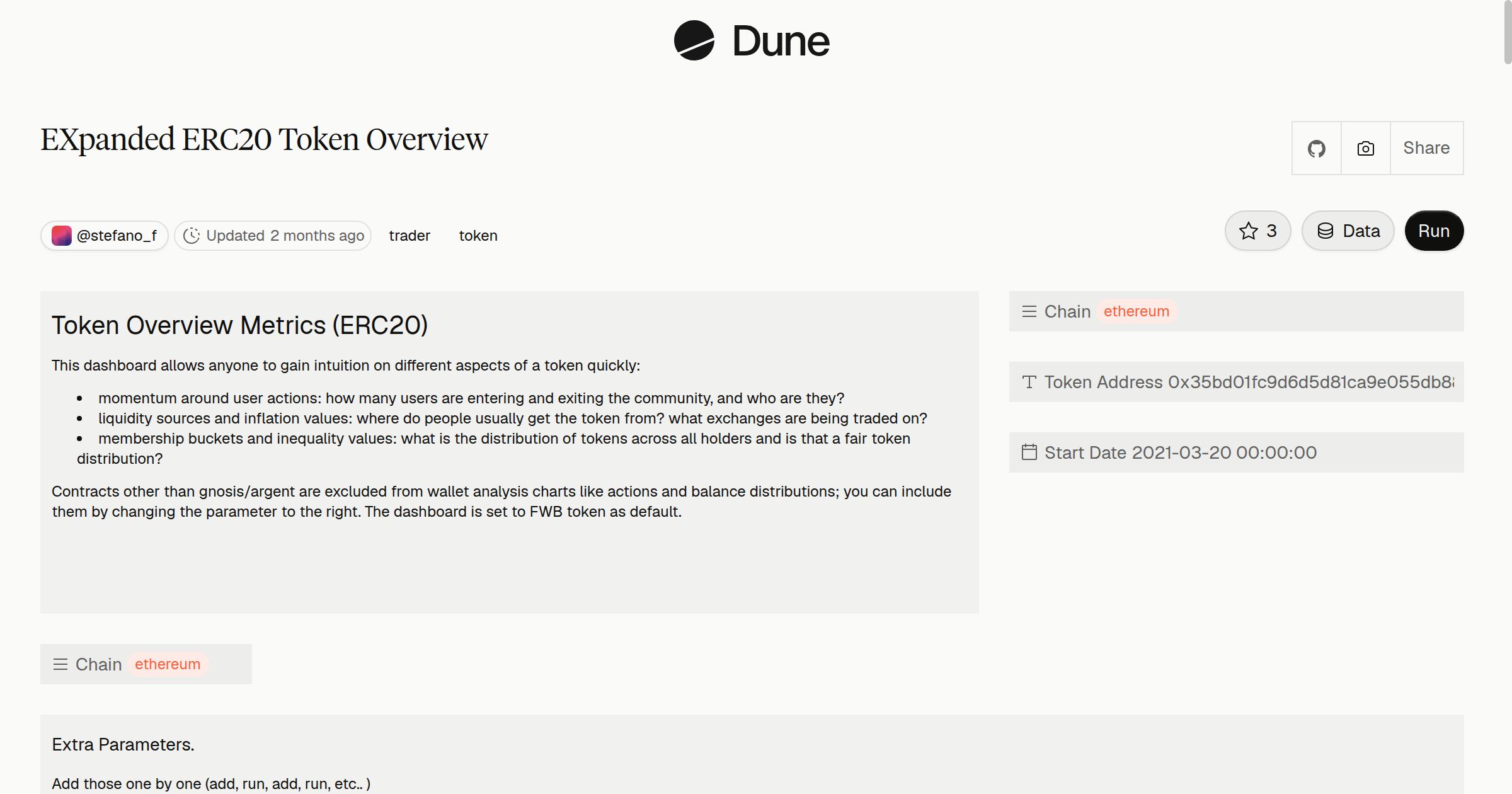 EXpanded ERC20 Token Overview | Dune