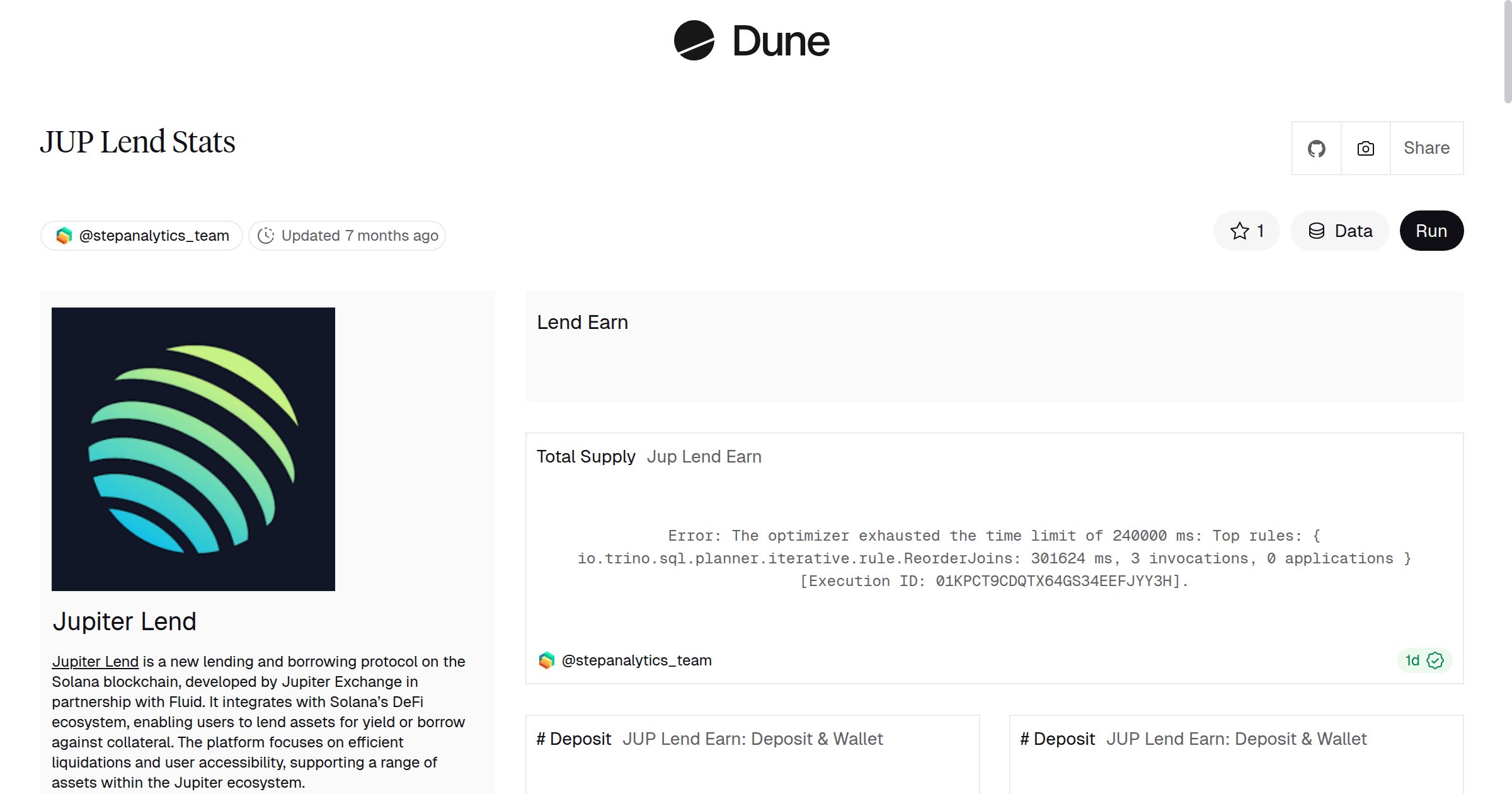 JUP Lend Stats | Dune