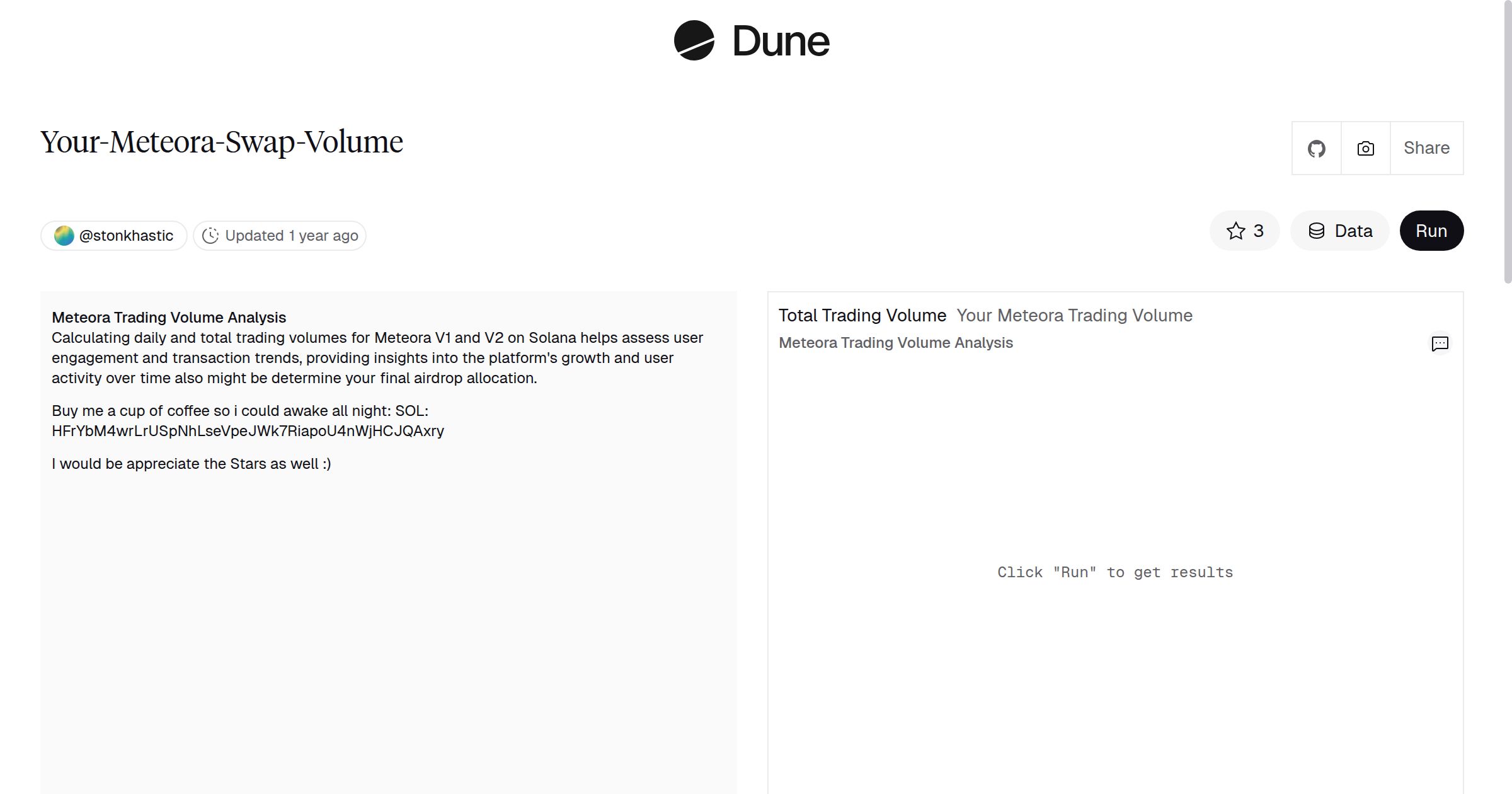 Your-Meteora-Swap-Volume | Dune