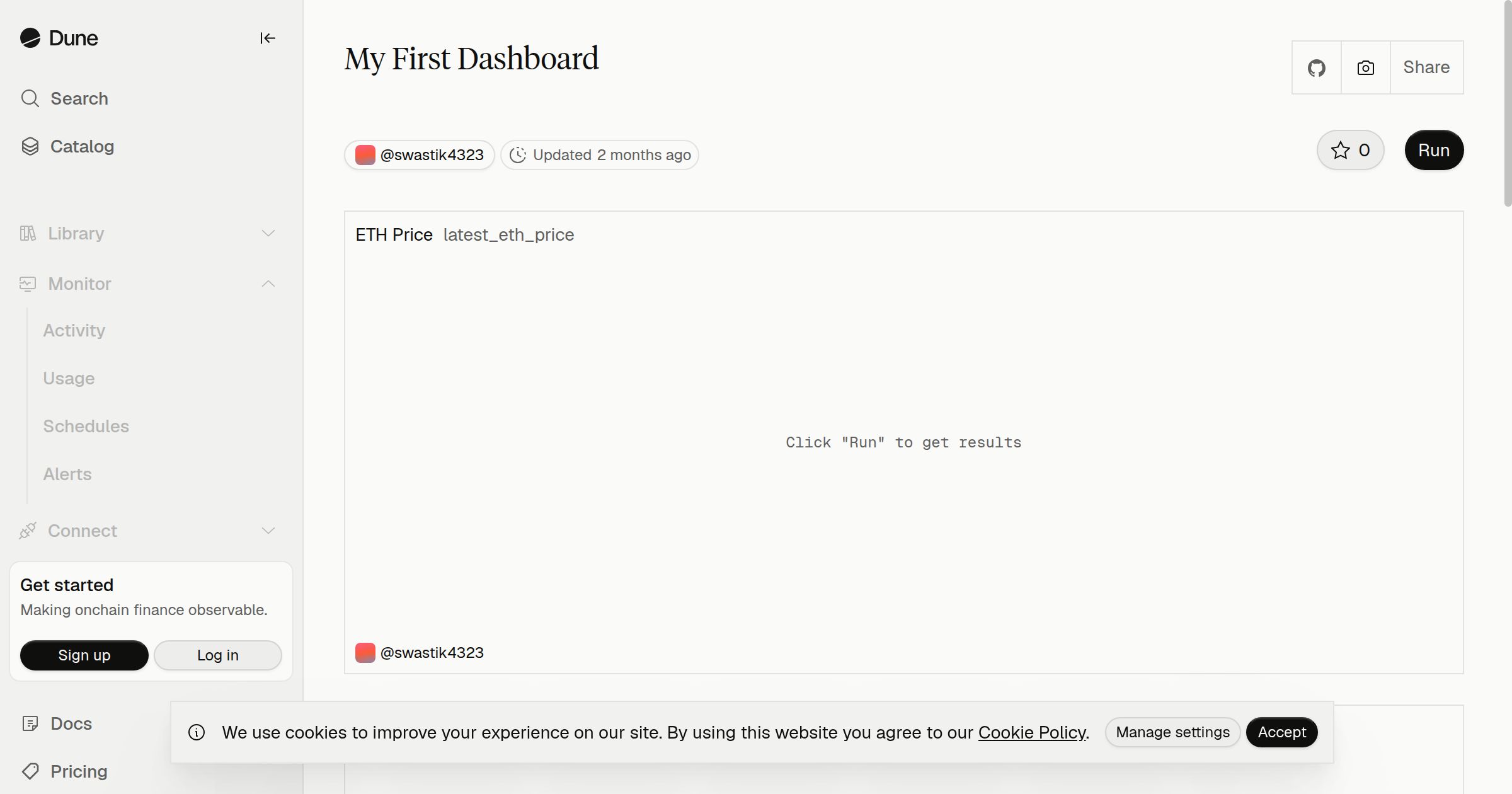 My First Dashboard | Dune