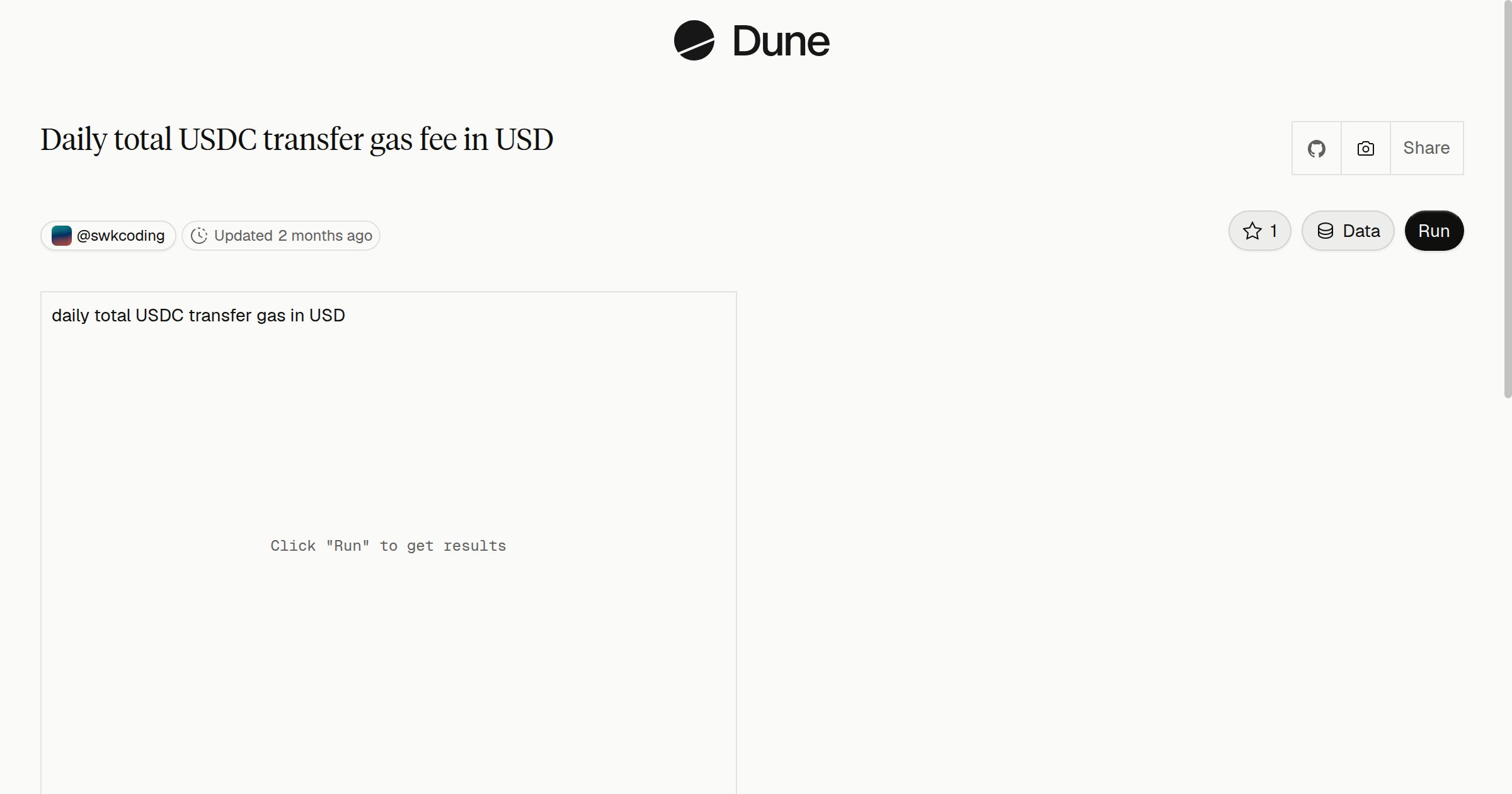 Daily total USDC transfer gas fee in USD | Dune