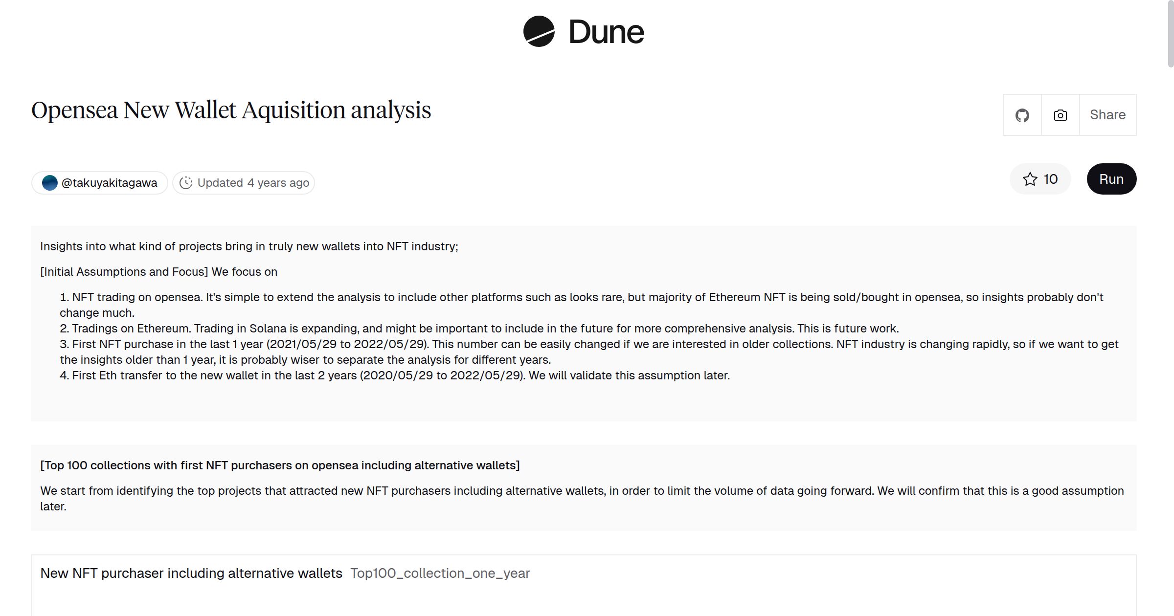 Opensea New Wallet Aquisition analysis | Dune