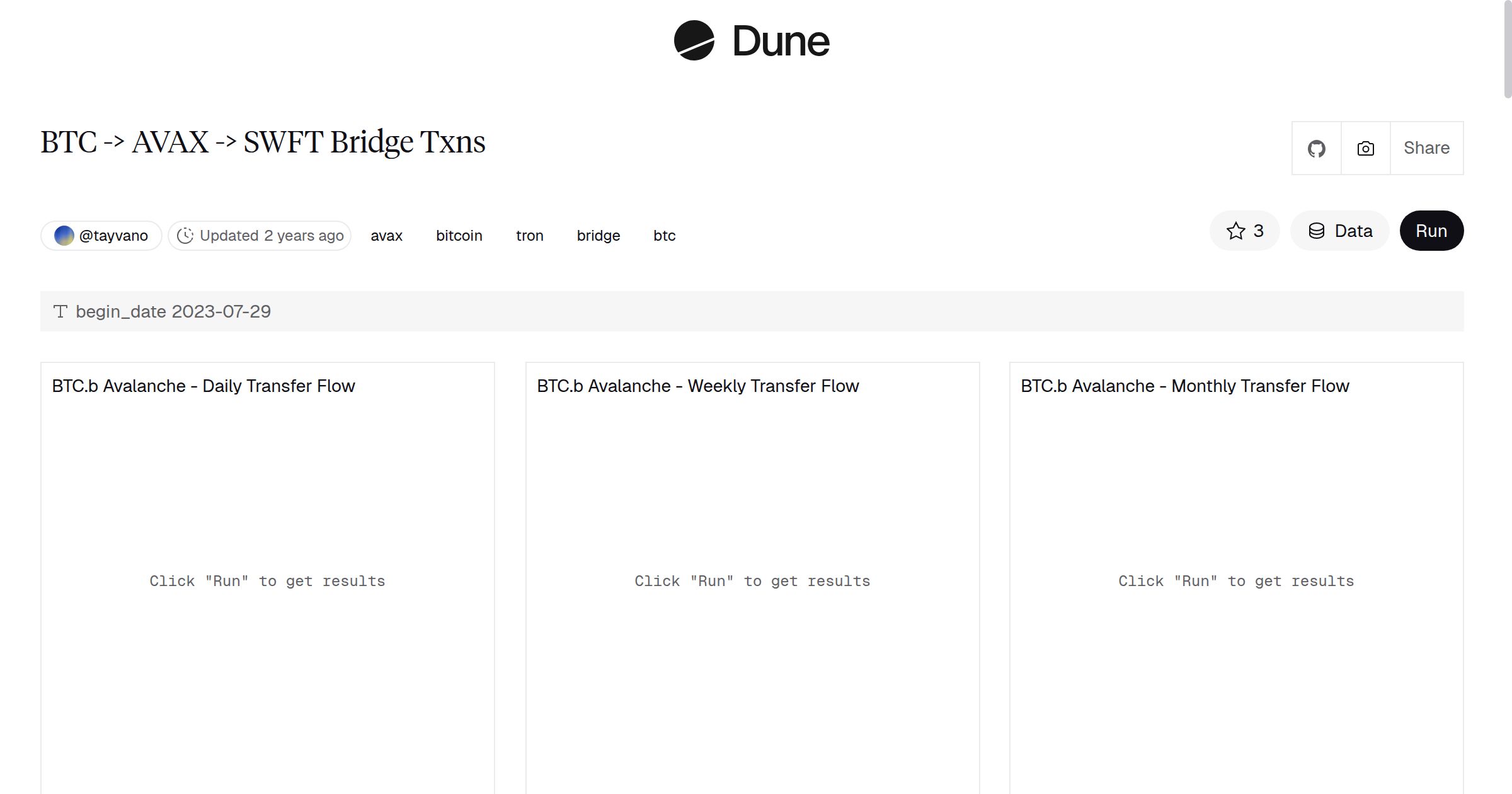 BTC -> AVAX -> SWFT Bridge Txns