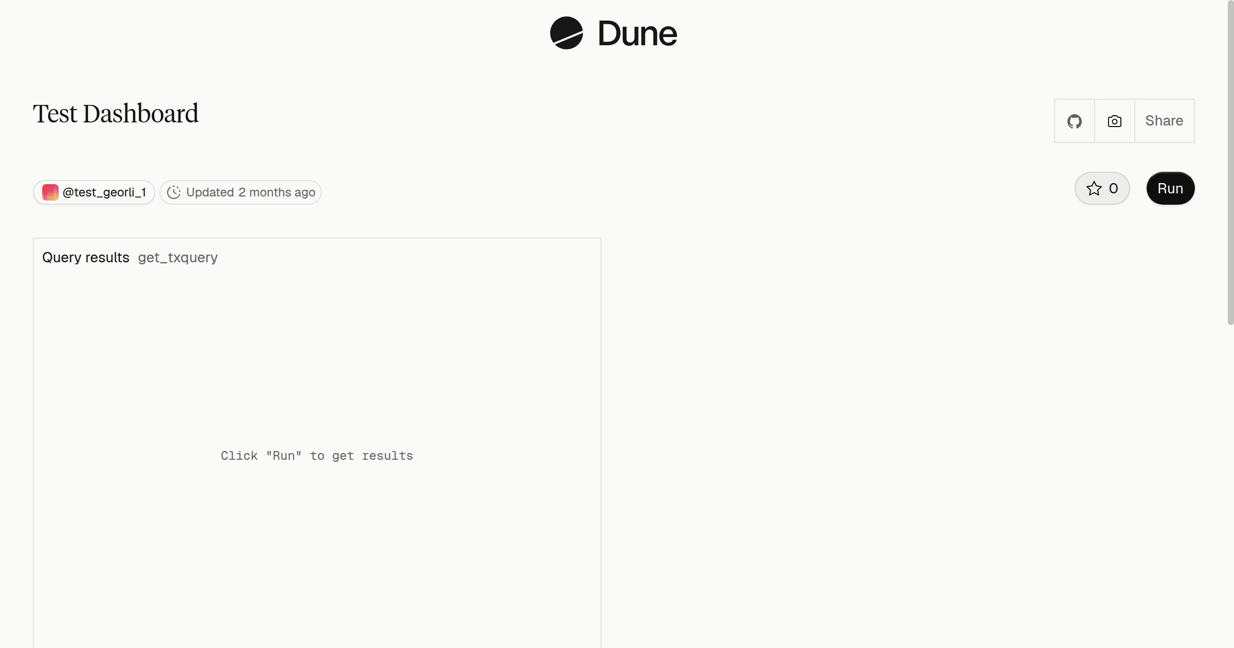 Test Dashboard | Dune