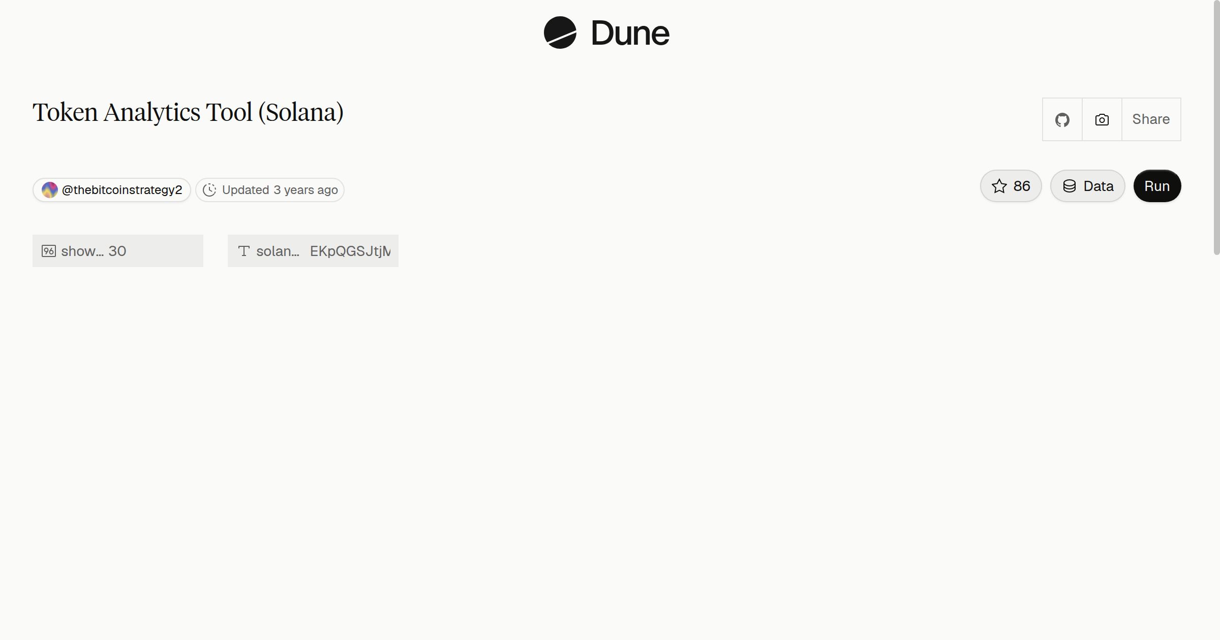 Token Analytics Tool (Solana) | Dune