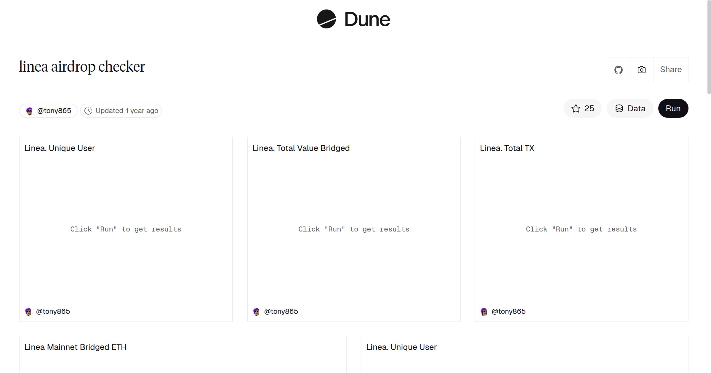 linea airdrop checker | Dune