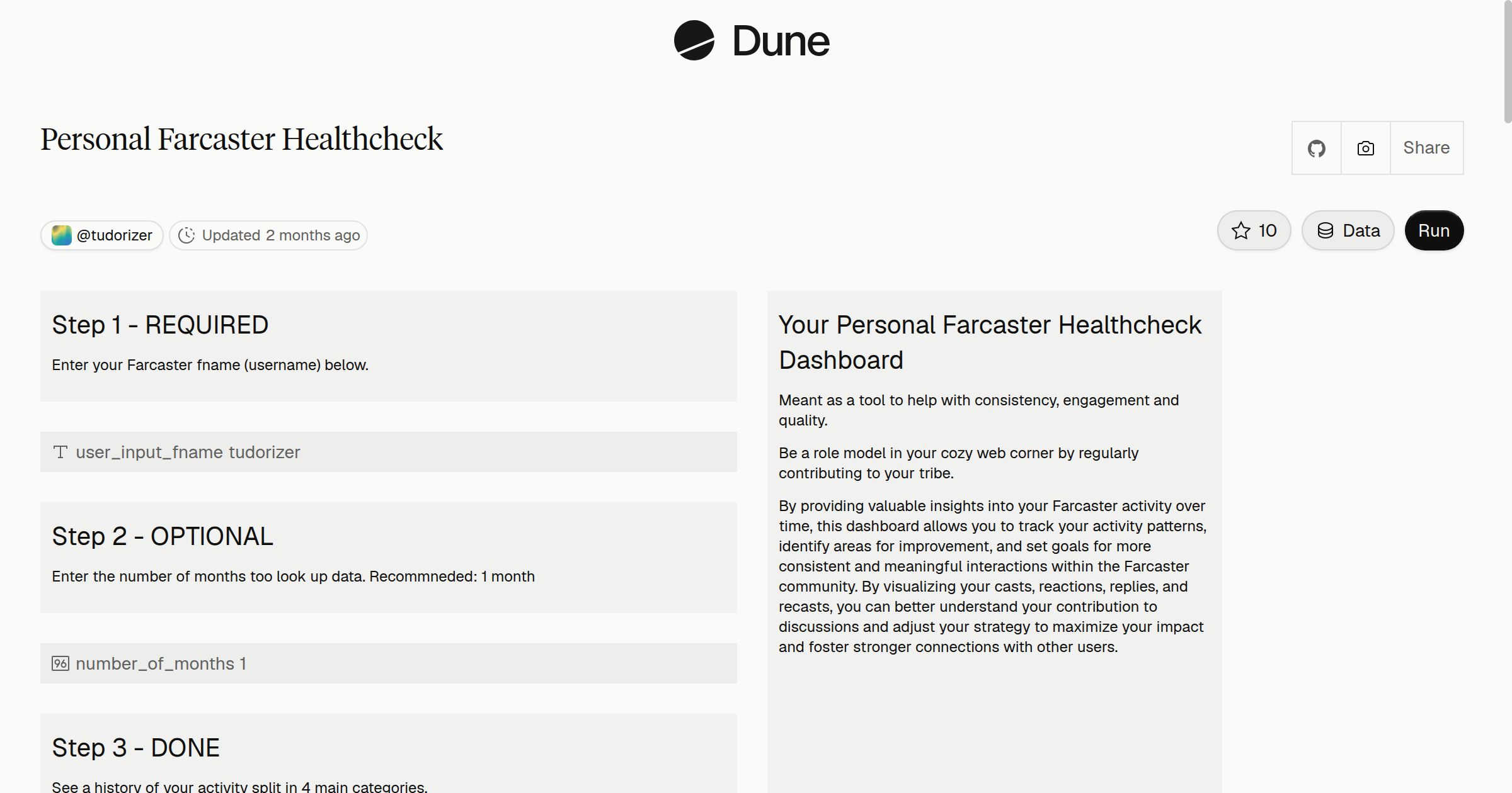 Personal Farcaster Healthcheck | Dune