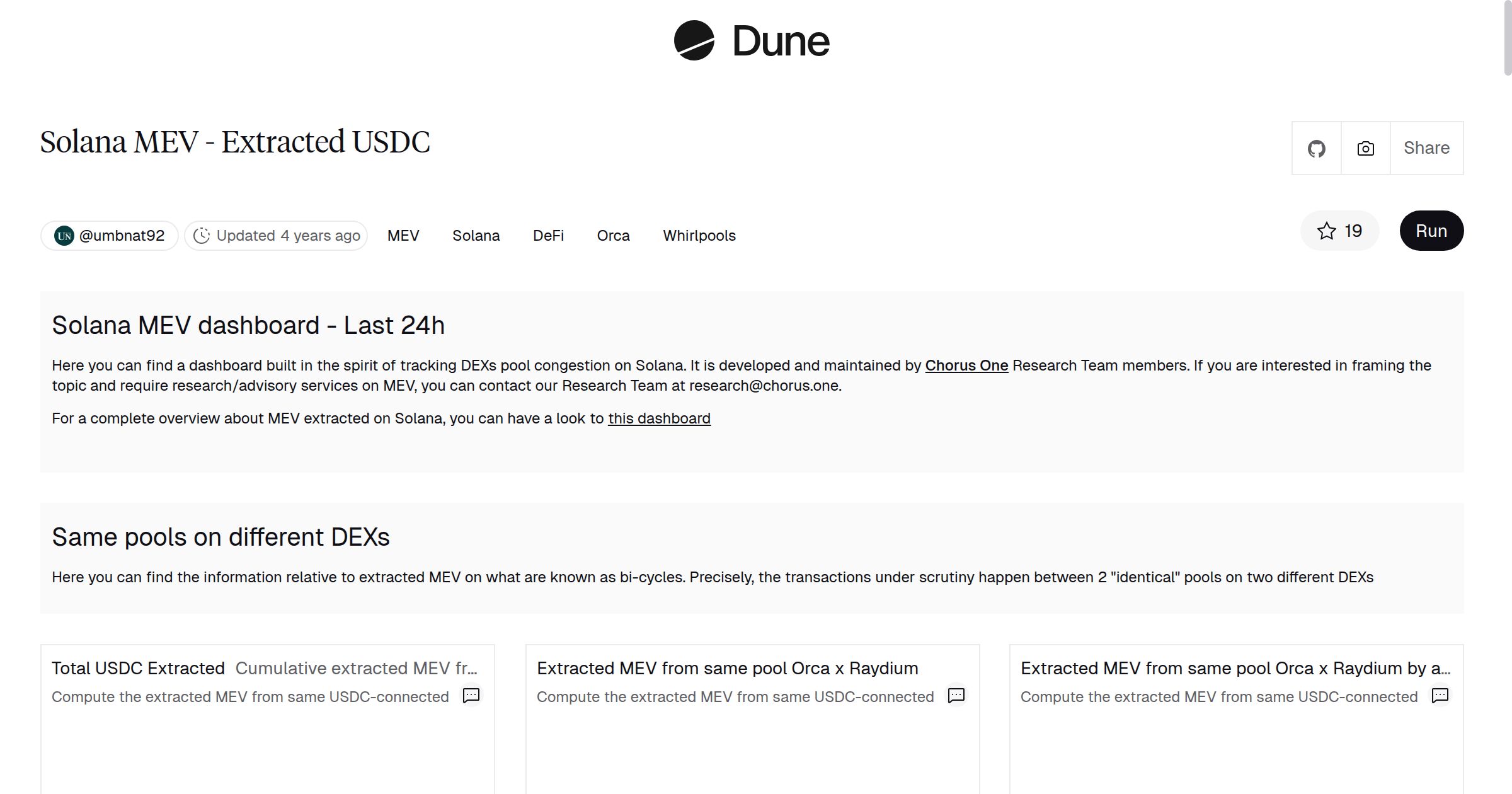 Solana MEV - Extracted USDC | Dune