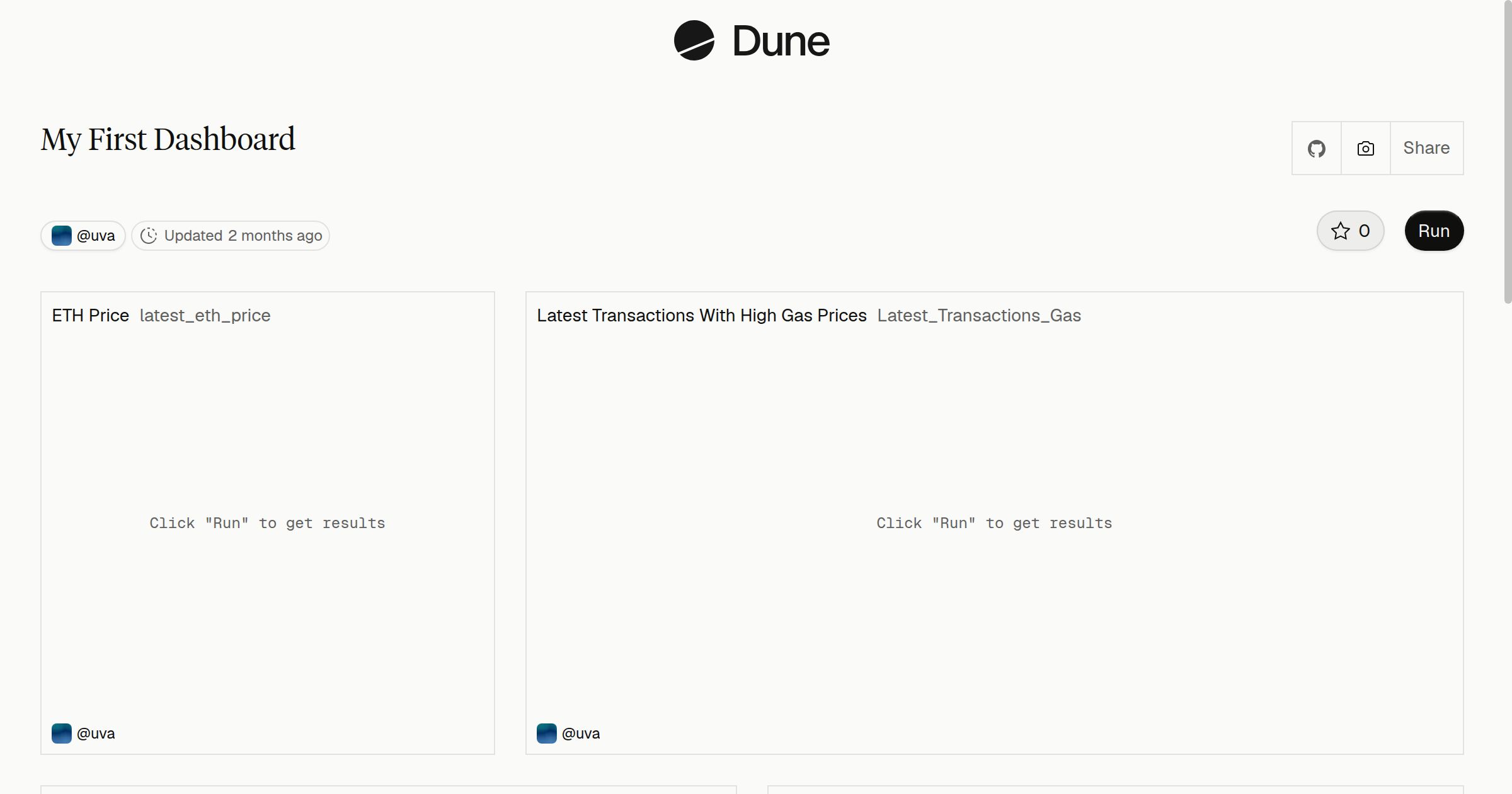 My First Dashboard | Dune
