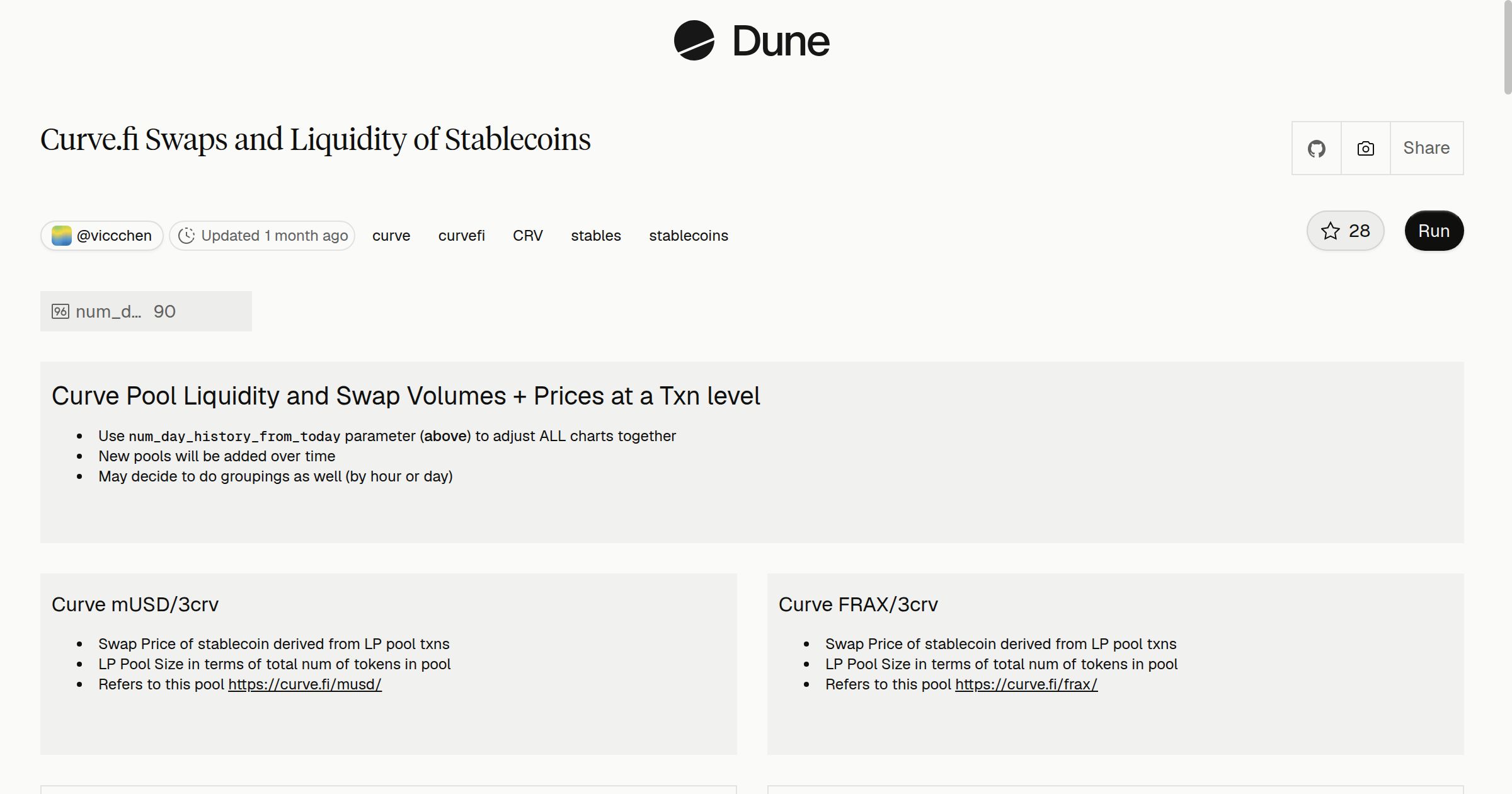 Curve.fi Swaps and Liquidity of Stablecoins | Dune