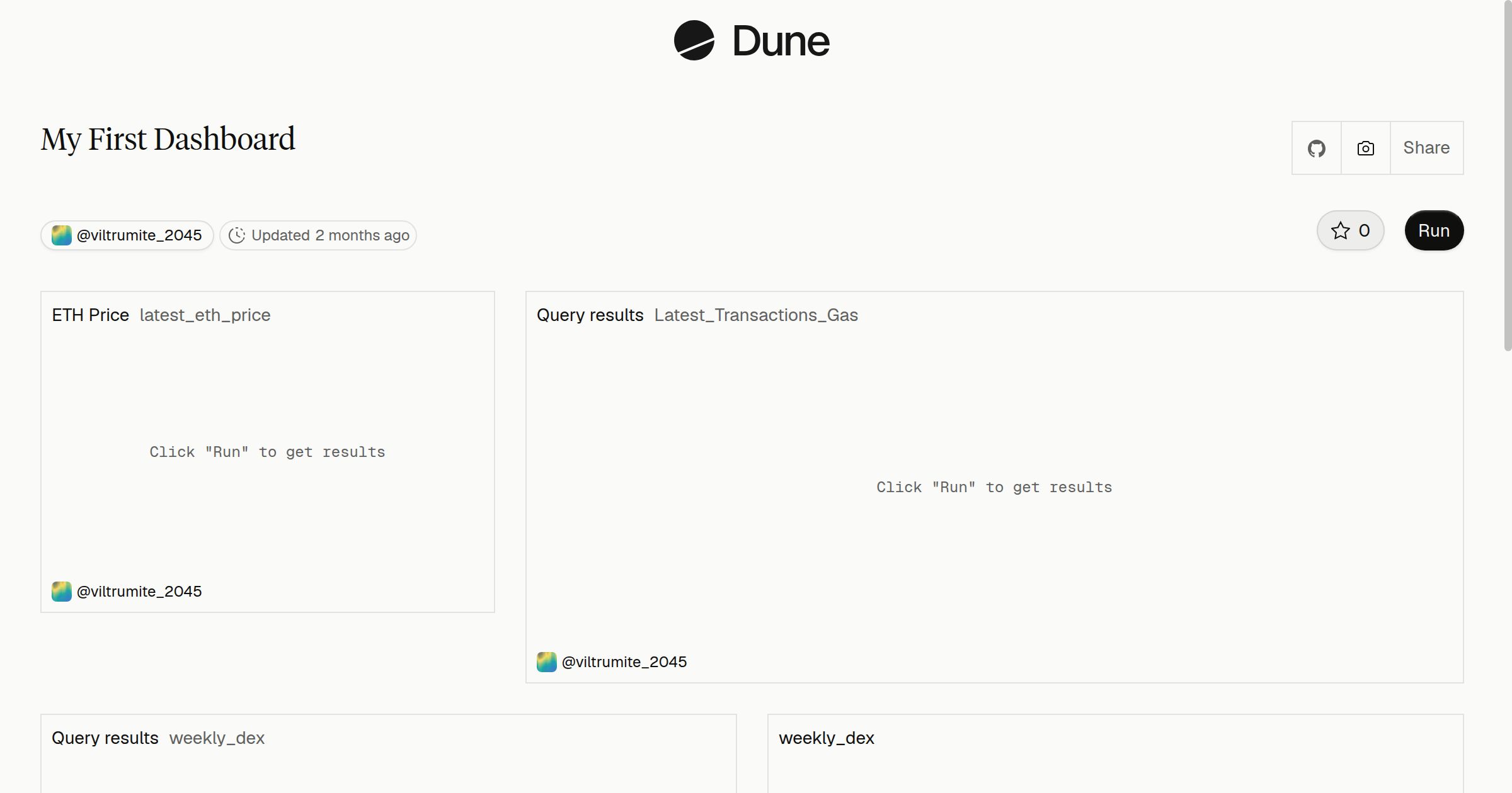 My First Dashboard | Dune