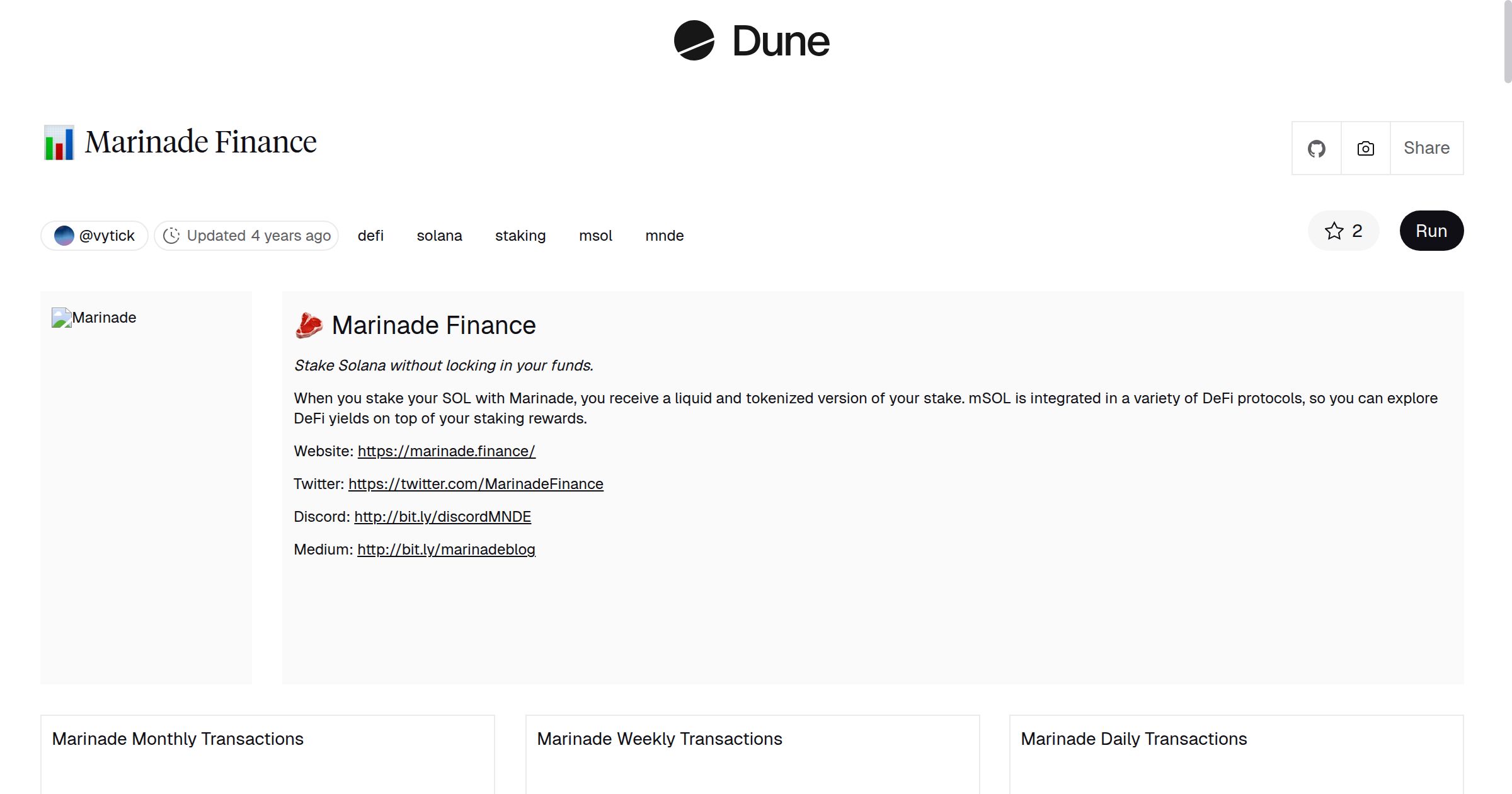 📊 Marinade Finance | Dune