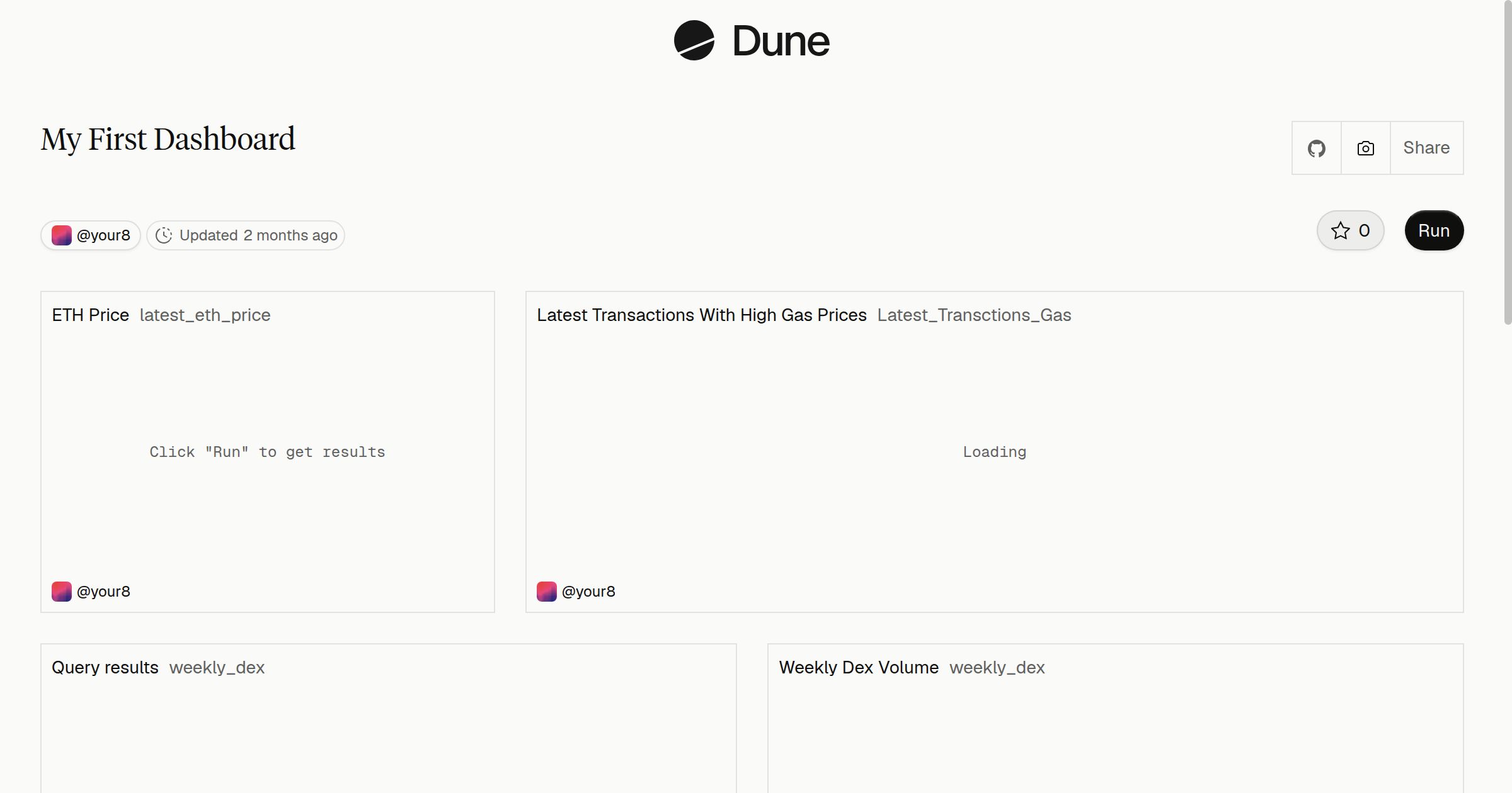 My First Dashboard | Dune
