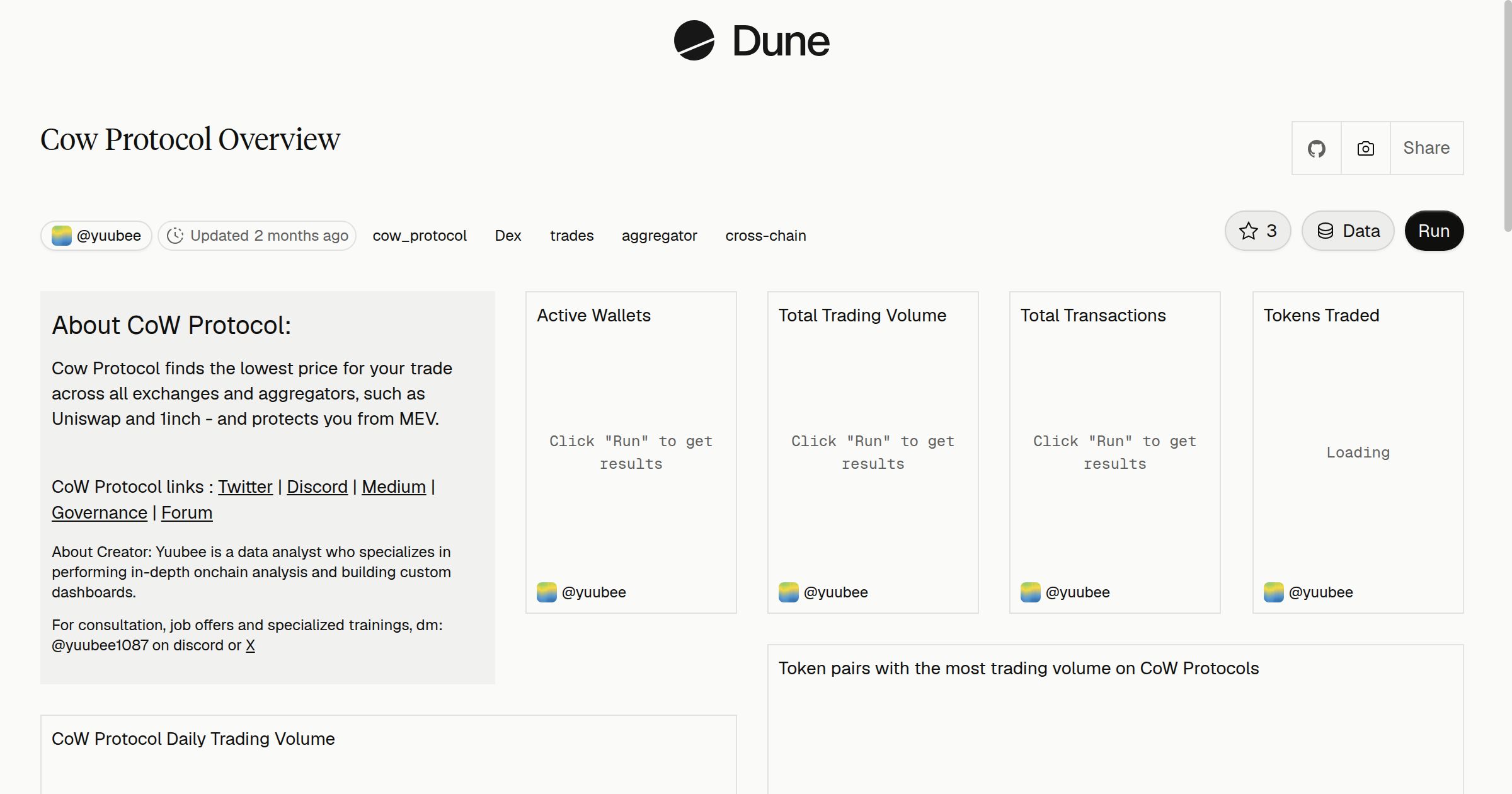 Cow Protocol Overview | Dune