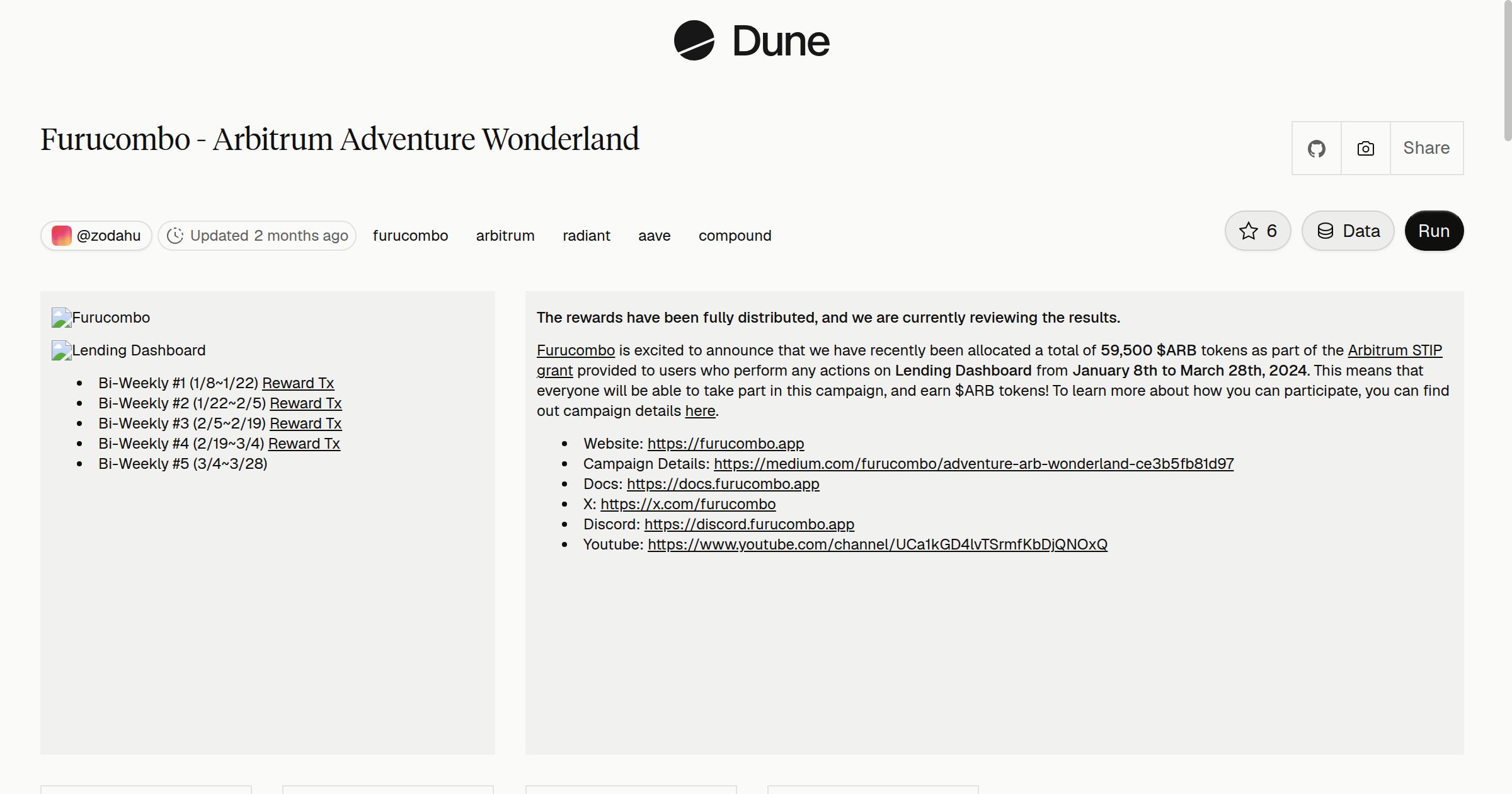 Furucombo - Arbitrum Adventure Wonderland | Dune
